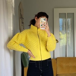 Anthropologie Maeve Buttercup Textured Knit Jacket